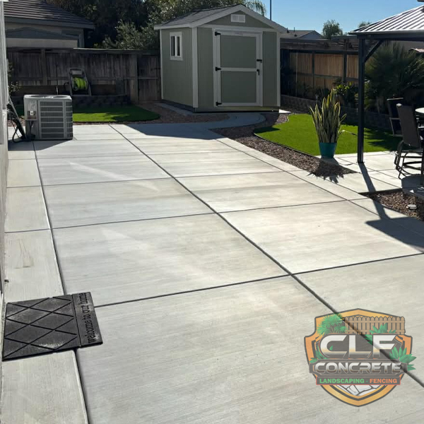 Stamped concrete driveway installation